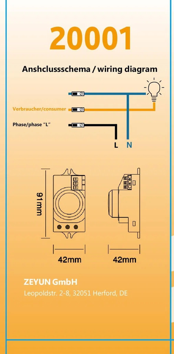 ZEYUN Détecteur de mouvement de micro-onde de HF, sonde intelligente de détecteur de mouvement de mouvement, angle de détection de 360 ° Distance de détection de 10M,, paquet de 3