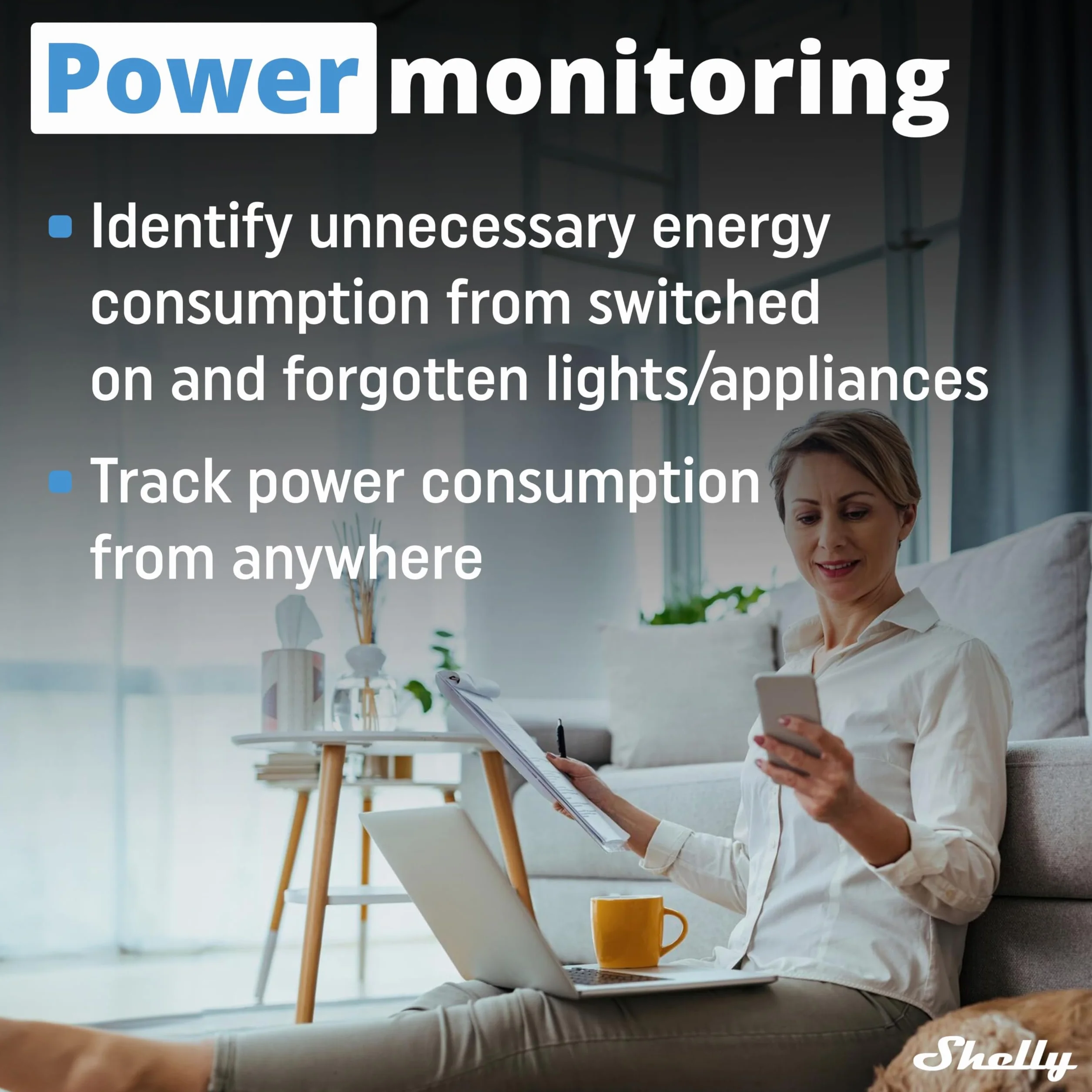 Shelly Wave PM Mini - Compteur d'énergie connecté Z-Wave, 1 canal - 16A 240 V AC, Mesure de consommation à distance par app, Actions URL & Scènes intelligentes, Passerelle Z-Wave requise