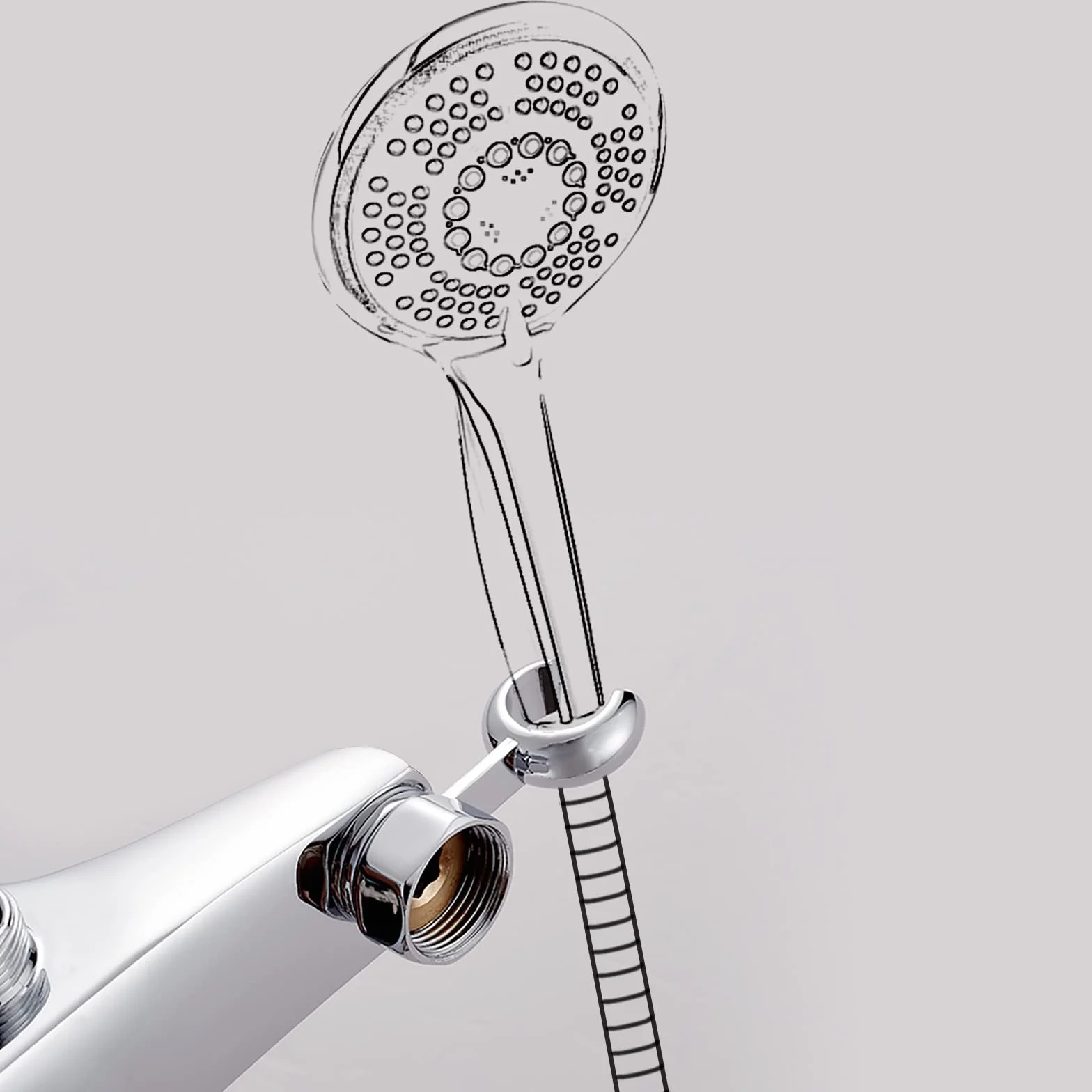 Ibergrif M12059-1 Mitigeur monocommande Douche, Robinet Douche Universel Filetage G1/2, Mitigeur de Douche Mural avec Support de Douche, Laiton, Chromé