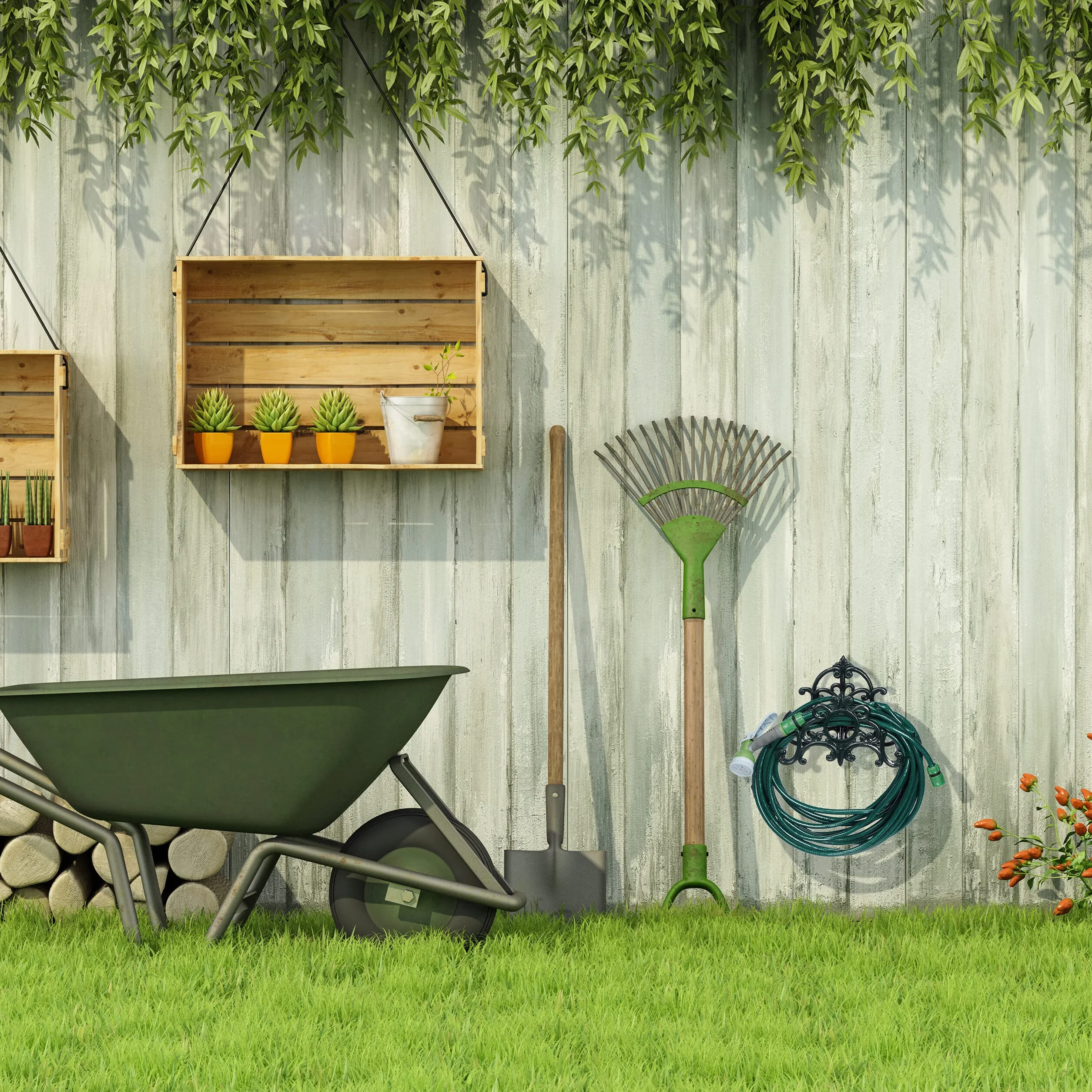 Relaxdays Support Mural pour Tuyau d’arrosage, Design Antique/Vintage, Fonte de Fer, HLP 24,5x31,5x15,5 cm, Vert foncé
