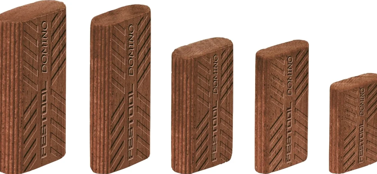 Festool Domino Tenons Sipo MAU D 10x50-85 Pieces, Bois Dur | Tenons en sipo massif pour assemblages extérieurs - rainures de guidage, poches de colle intégrées, résistance à la rotation