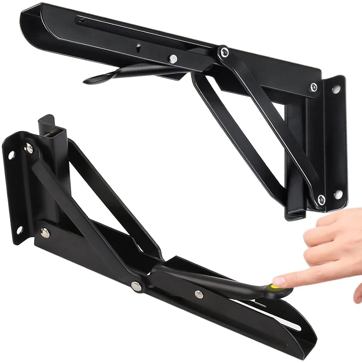 Support Equerre Pliable 500mm, Équerre Rabattable Charge Lourde 2 Pièces, Equerre Murale Rabattable, Consoles Pliantes pour Garage, Bureau, Chambre, Tablette Murale Rabattable 50 cm