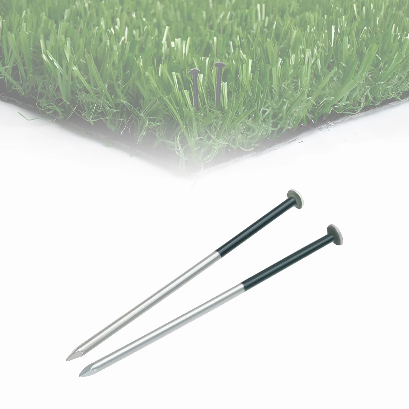 Lot de 50 clous à tête ronde galvanisés pour gazon artificiel Vert foncé 5 mm x 150 mm