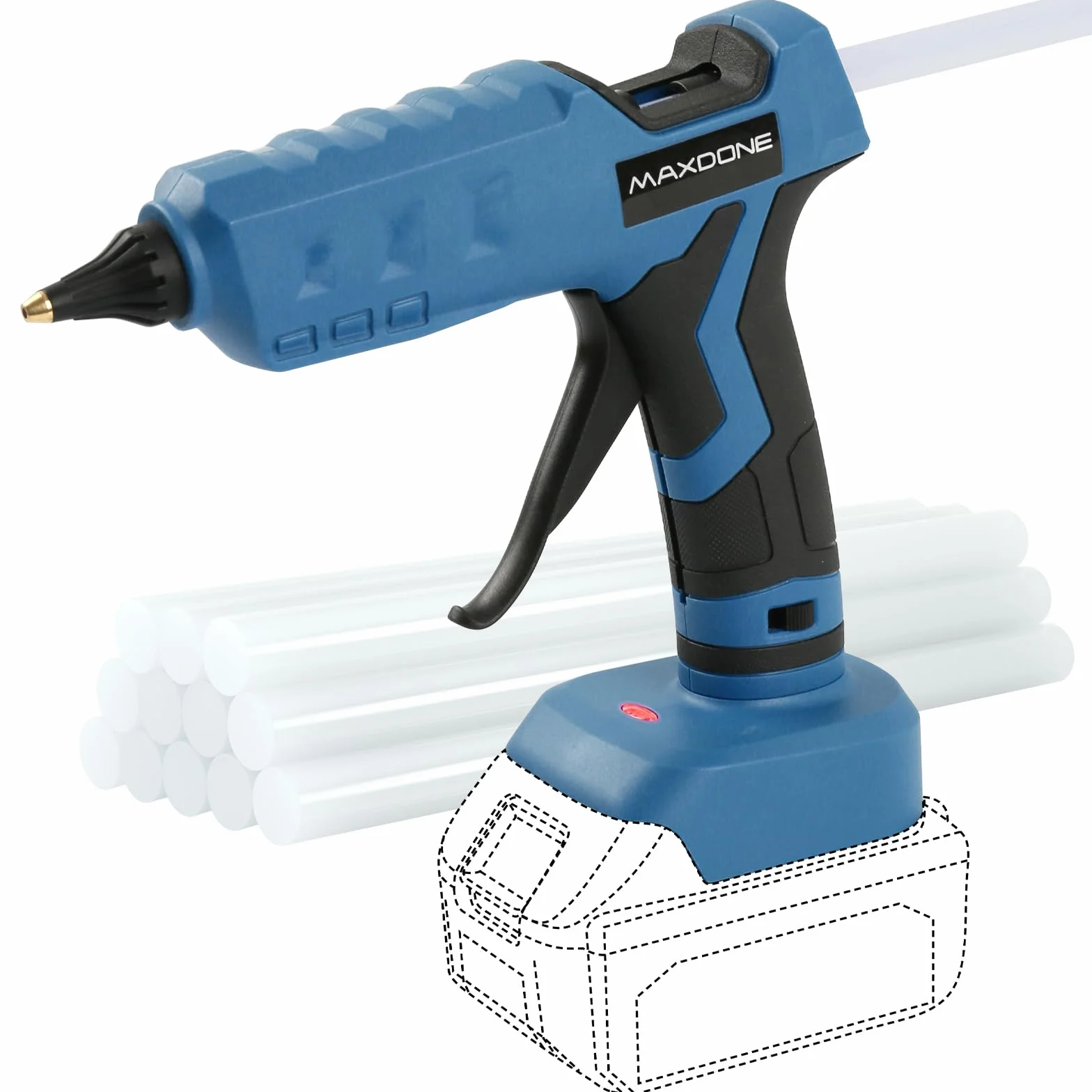 Pistolet à Colle Chaude sans fil 100W, Pistolet a Colle Chaude Compatible Avec Makita 18V et Bâtons de Colle, Pour le Bricolage, L'art, Bâtons de 11 mm (Outil Nu, Sans Batterie, Sans Chargeur)