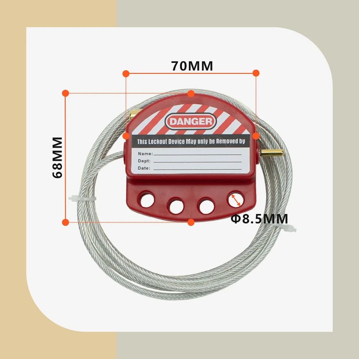 Bwintech 2 Pcs Câble d'acier de consignation ajustable rouge pour les applications de consignation, fonctionne avec des cadenas de sécurité