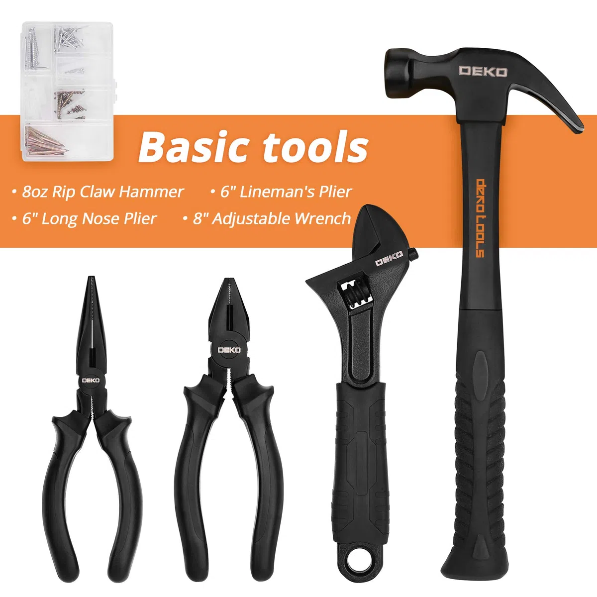 DEKOPRO Kit d'outils à main 218 pièces pour la maison, ensemble d'outils professionnels pour la réparation automobile, ensemble d'outils à main avec tournevis