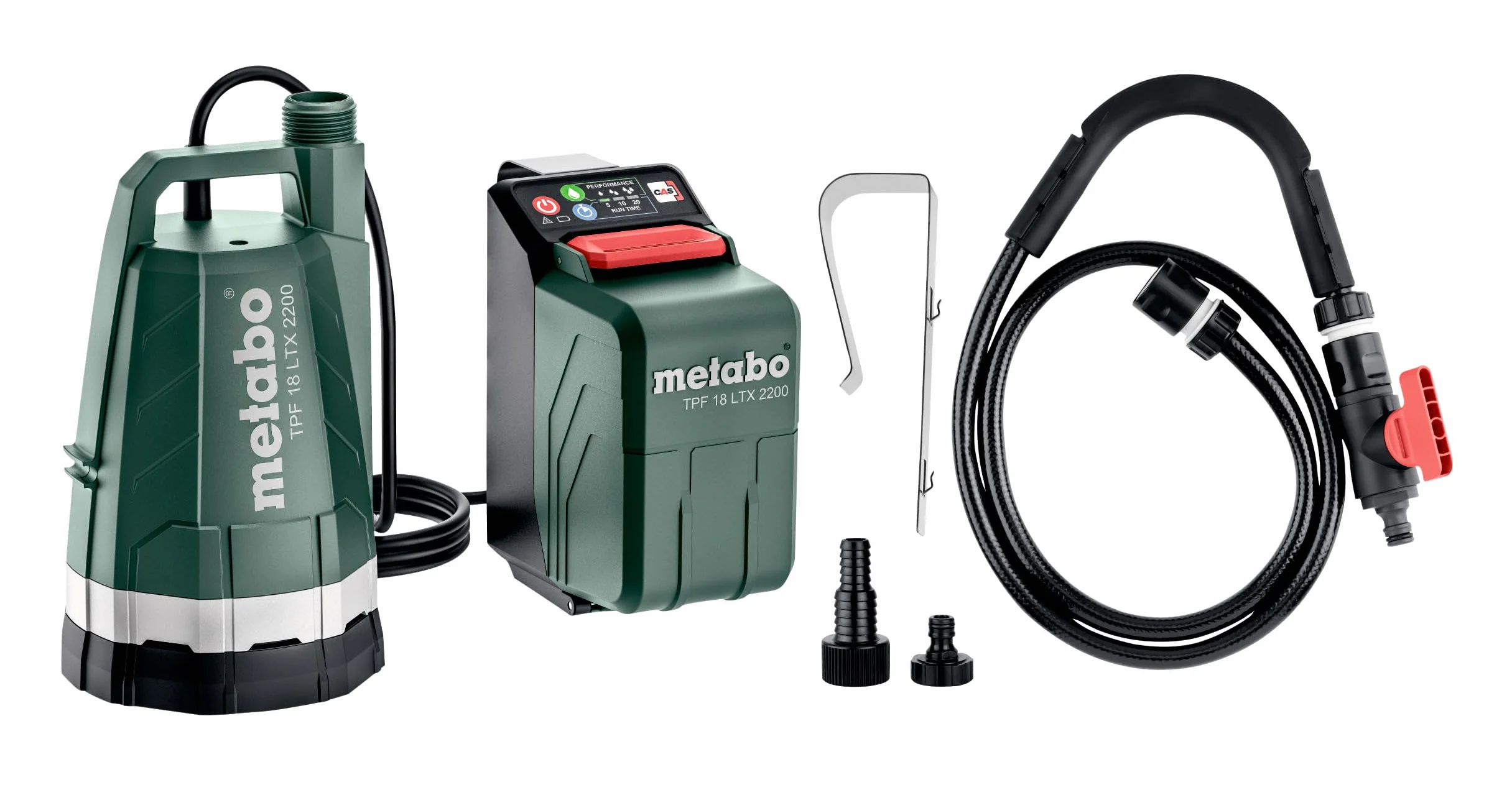 metabo Pompe Immergée TPF 18 LTX 2200, pour Récupérateur d'Eau 18V | Pompe à batterie flexible 2200 l/h, refoulement 22 m, aspiration plate 1 mm, sans batterie ni chargeur