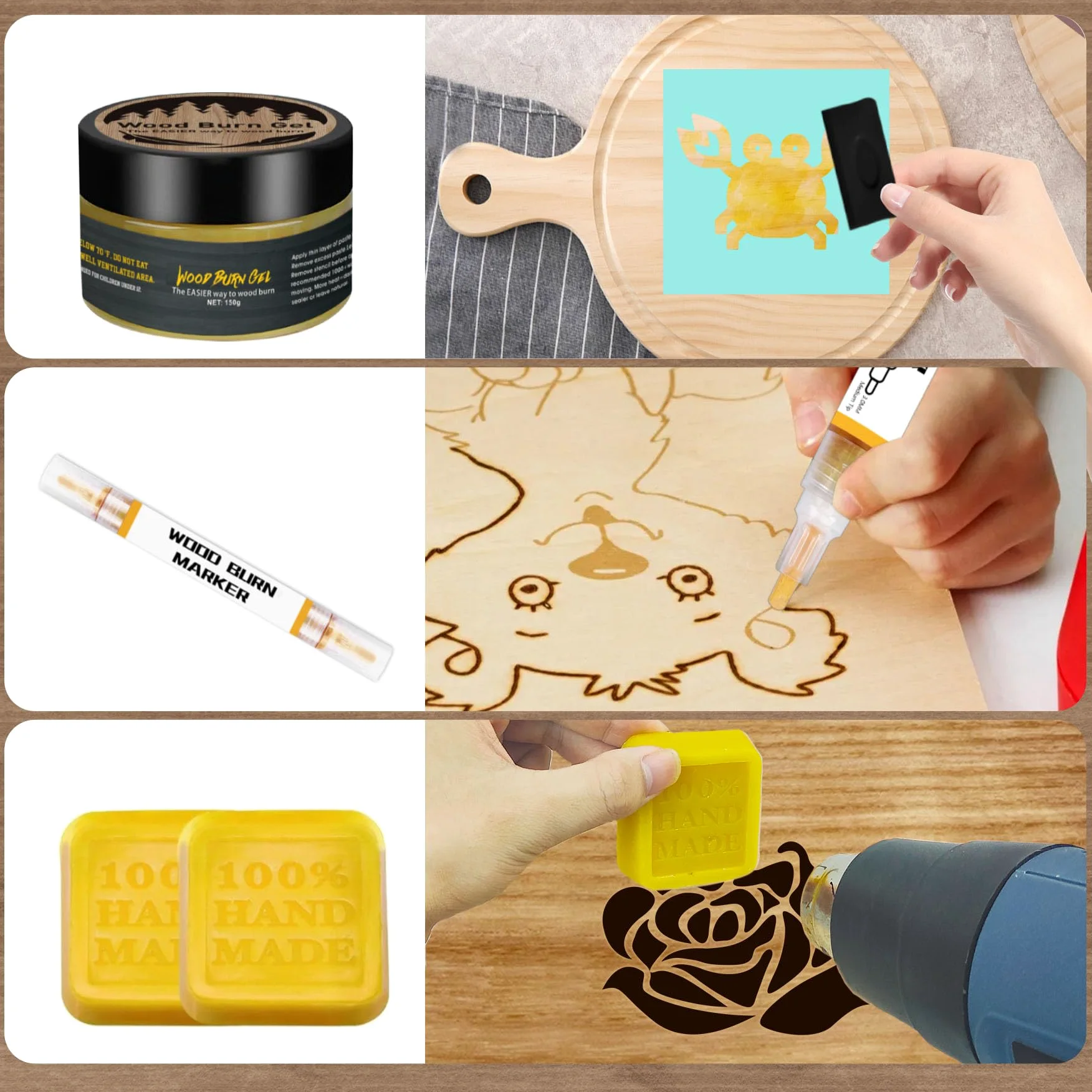 kit de combustion du bois pour le marquage des ensembles de gel de combustion du bois, Design précis et facile à brûler sur le bois, idéal pour faire des cadeaux, de l'artisanat, des ateliers d'art