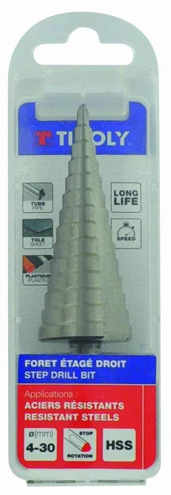 Foret HSS conique étagé Goujures droites | T Line Ø 4>30Mm