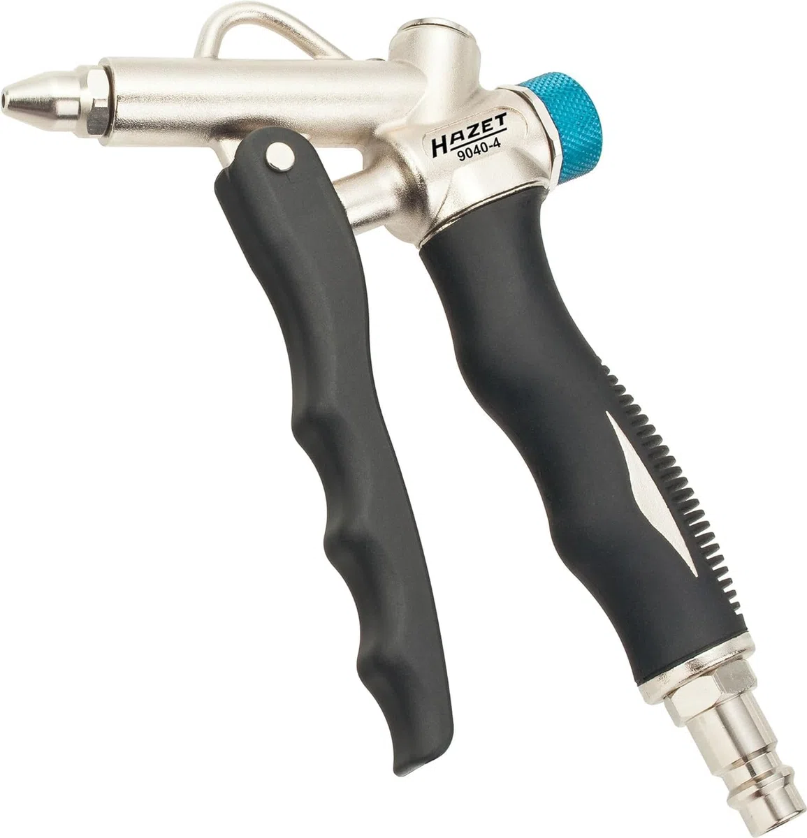 HAZET Pistolet de soufflage 2 voies 9040-4 - Raccord d'air sur la tête ou la poignée, pour éliminer les salissures fines dans les endroits difficiles d'accès - avec boîtier robuste en aluminium