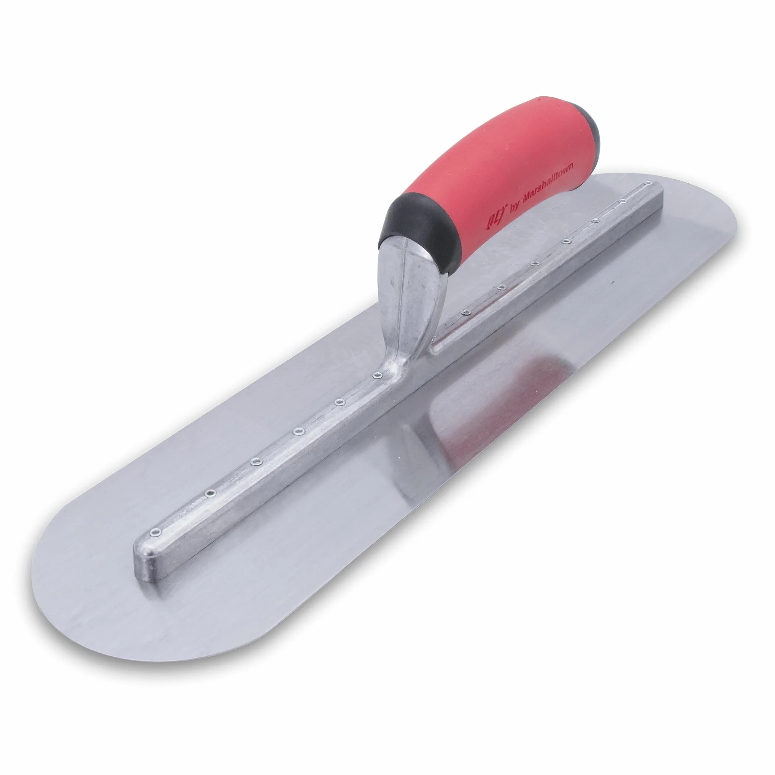 Truelle de lissage entièrement arrondie de Marshalltown avec poignée en acier à prise souple, outil pour les plâtriers, dimensions de la truelle : 457x102 mm