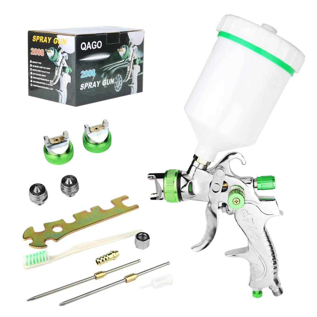 HVLP Professionnel Pistolet à Peinture 600cc avec 3 Buses 1,4mm 1,7mm 2,0mm, Pistolet pulvérisateur d'air à Alimentation par gravité HVLP Meubles de Voiture
