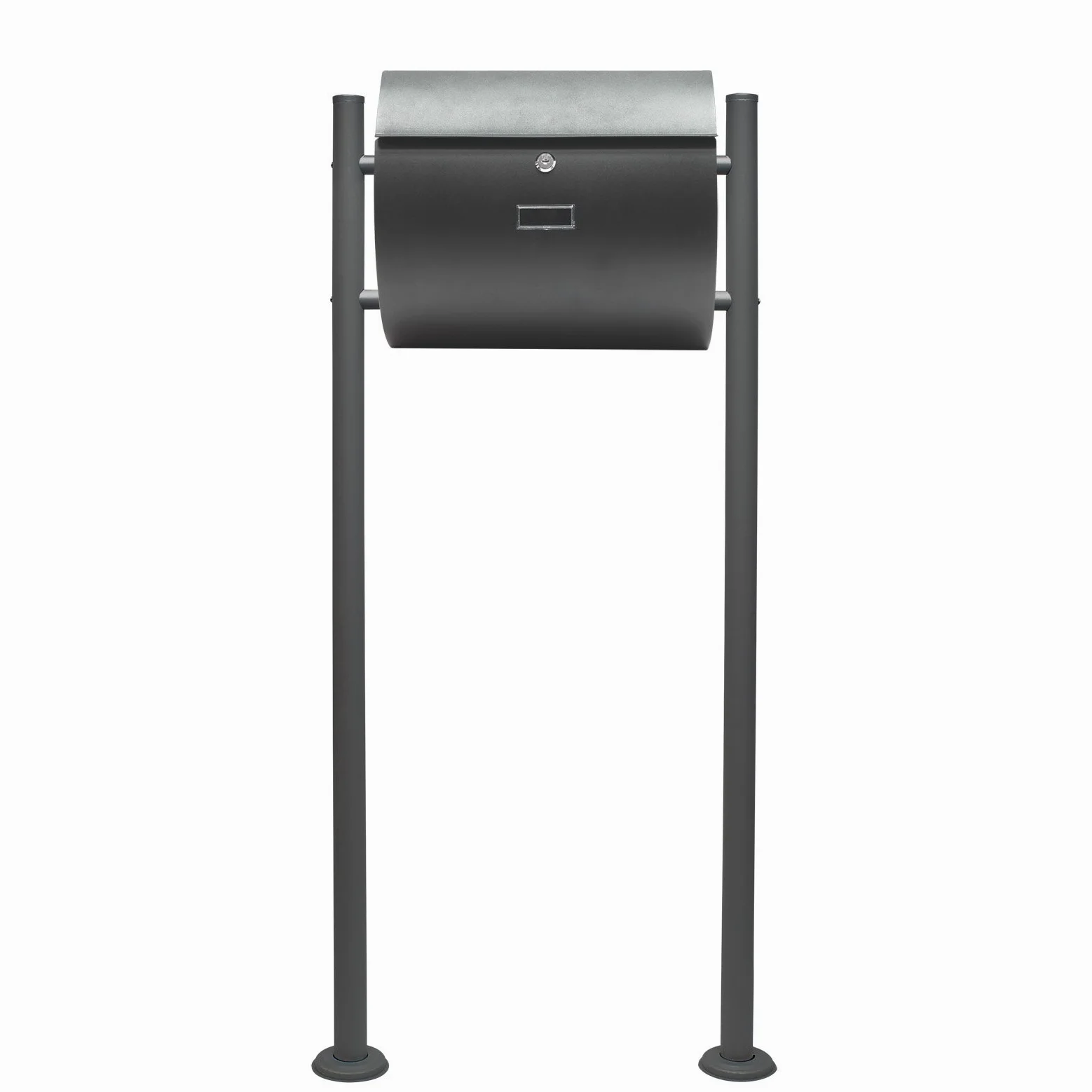 Wiltec Kit Boîte aux Lettres V17 avec Pied de Support, Verrouillable, Gris Anthracite, Acier galvanisé, 375 x 108 x 330 mm, avec Porte-nom