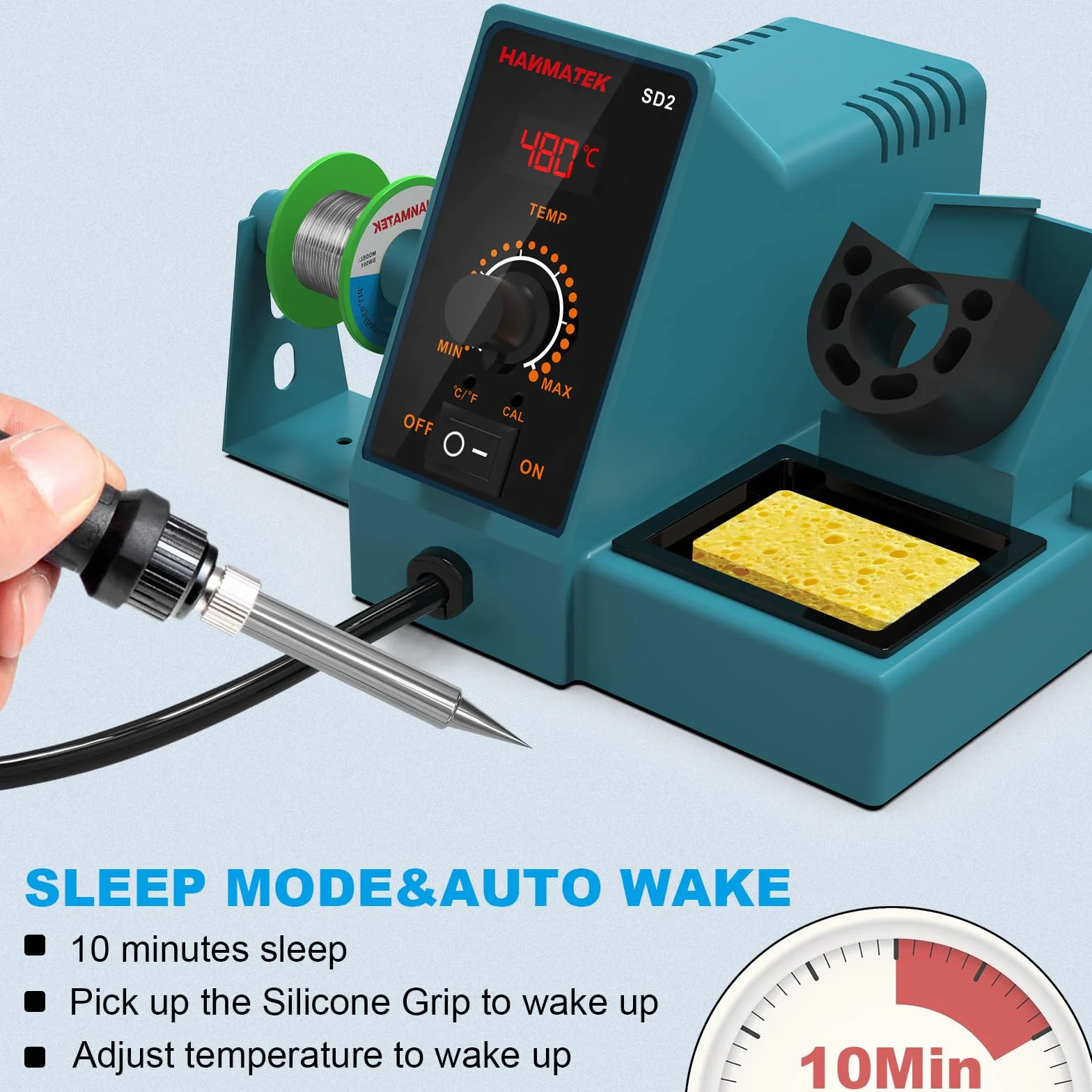 Station de Souder Numérique,Premium Station de soudage 60W avec écran LCD, Temperature Constante Verrouillable Réglable 200~480℃