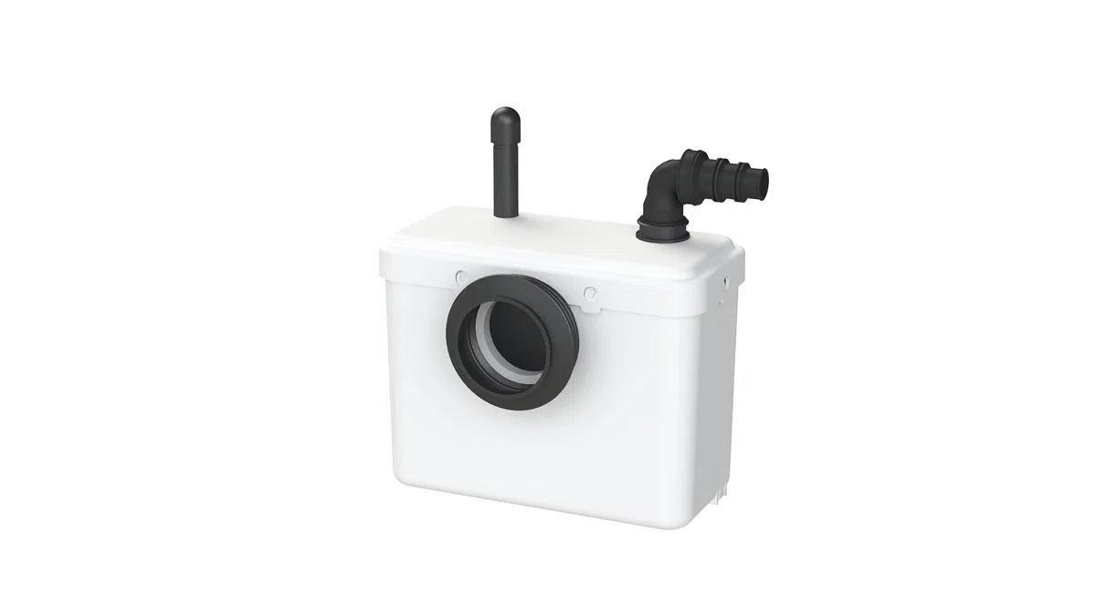 1 - Broyeur WC Adaptable, 1 entrée WC et 1 entrée lavabo, Installation Facile, Moteur 400W, Relevage 3m Vertical et 30m Horizontal, Compact et Discret, Fabrication Française, Garantie 3 Ans