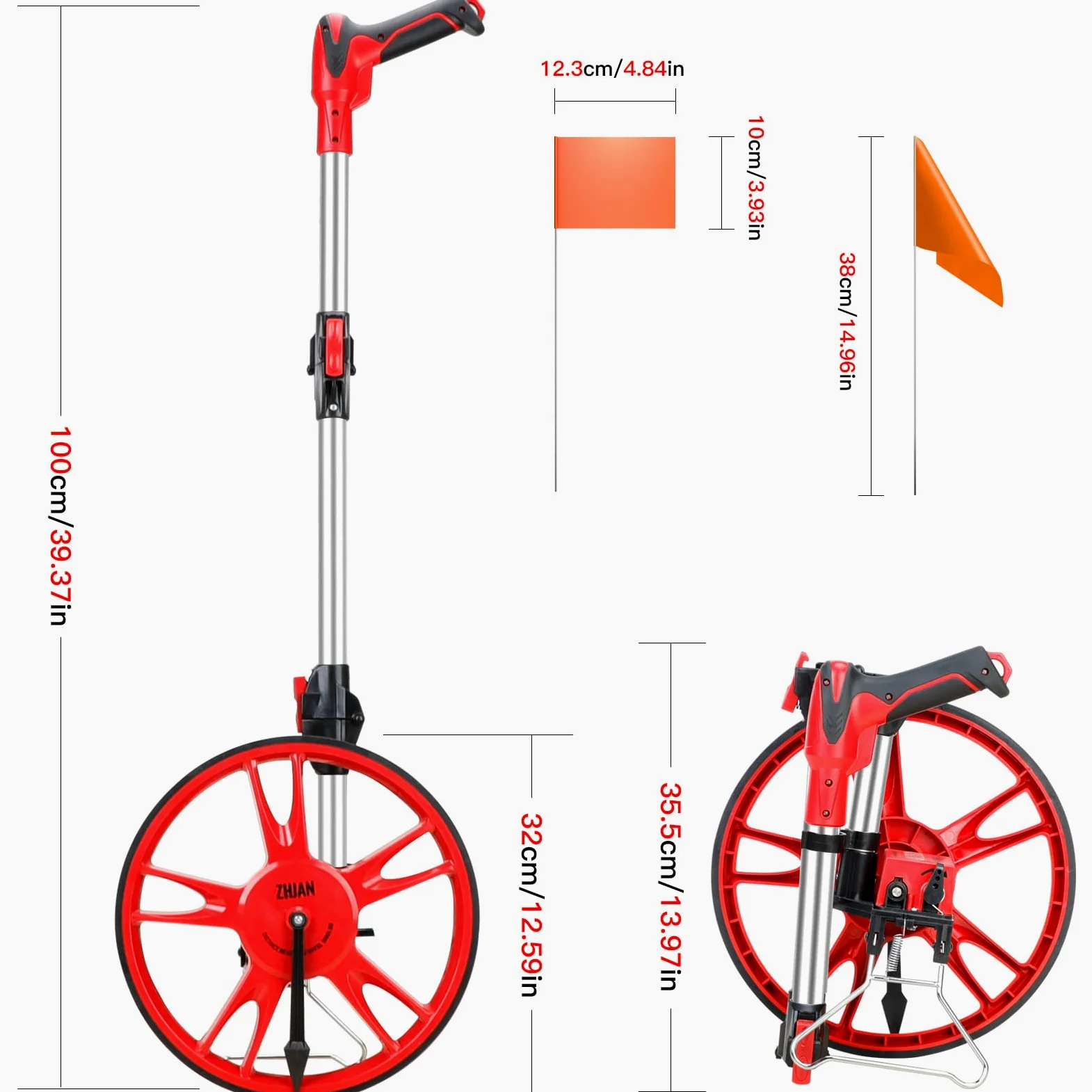 Roue de Mesure Pour Distance de 100 000m, Molette de Mesure Compacte, Outil de Mesure de Route Pour La Mesure de Distance Intérieure et Extérieure