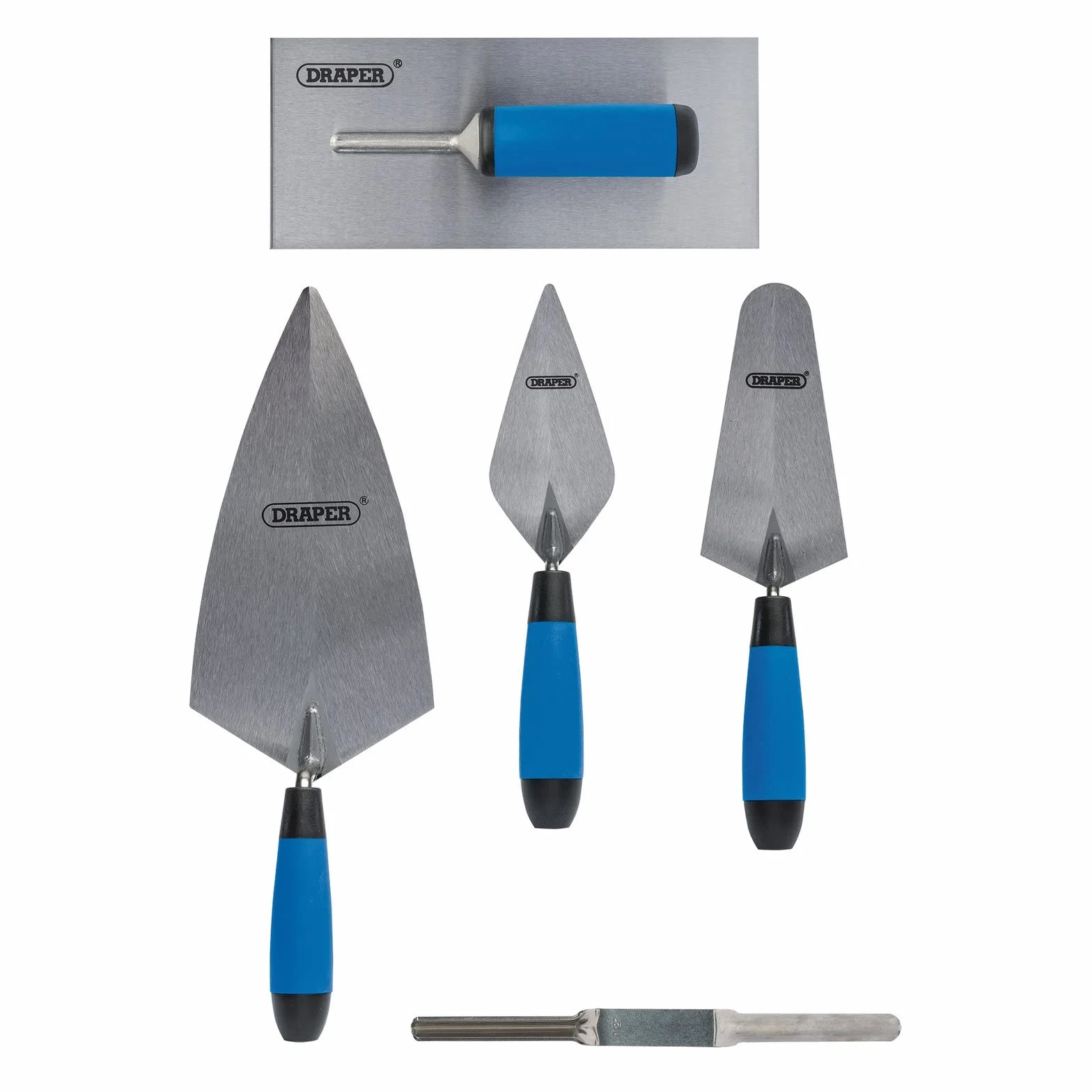 Draper 70372 Soft Grip Trowel Set, 5 Piece, Silver and Blue, One Size
