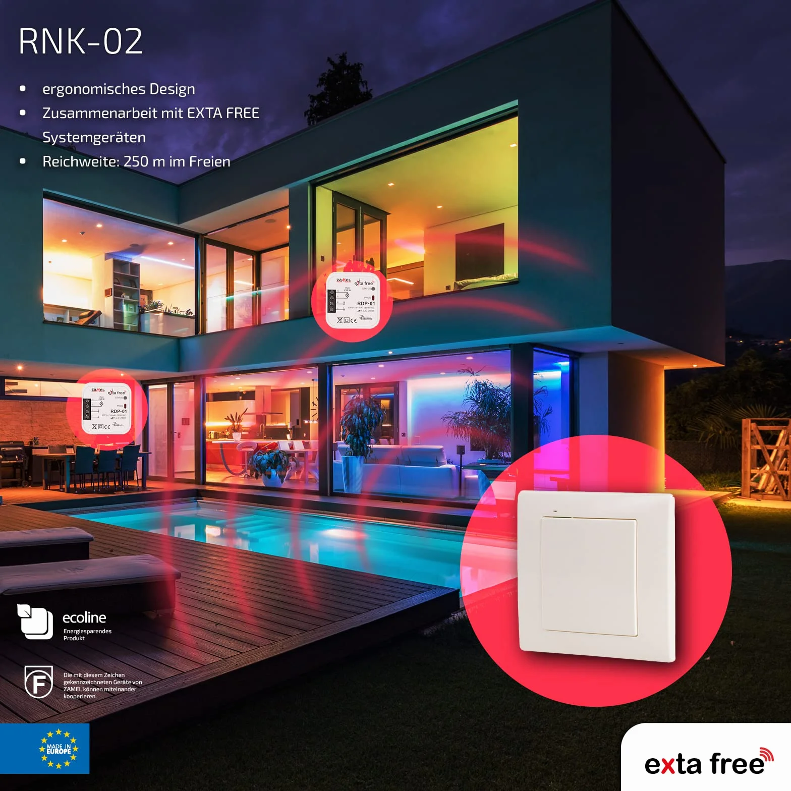 EXTA FREE RNK-02 Émetteur Radio 2 canaux avec Bouton