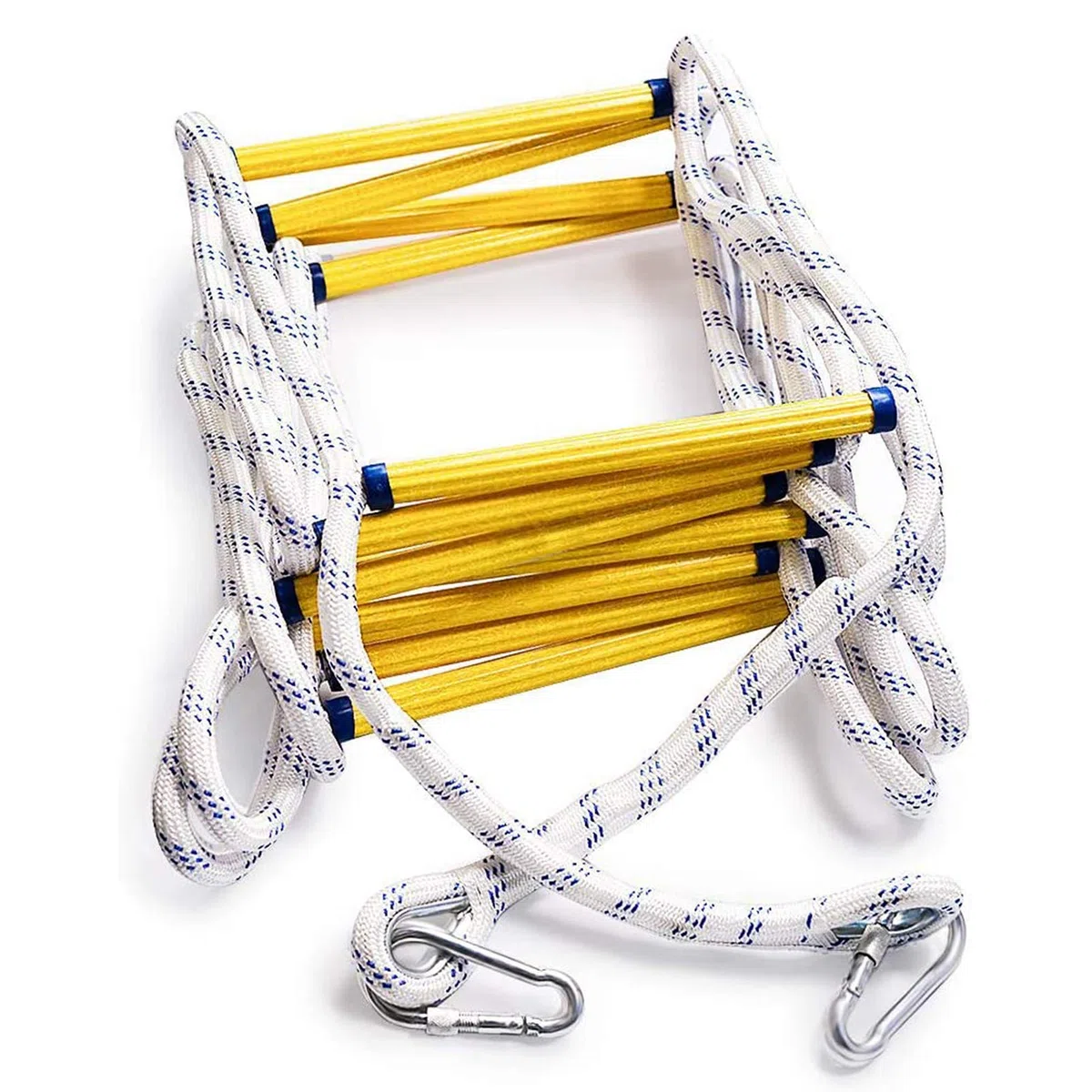 Aoneky Échelles de Secours 5M avec Mousquetons, Charge Max 450KG -Échelles d'Incendie en Cas d'urgence pour Évacuation de Fenêtre, Balcon(2 Etages, 5M)