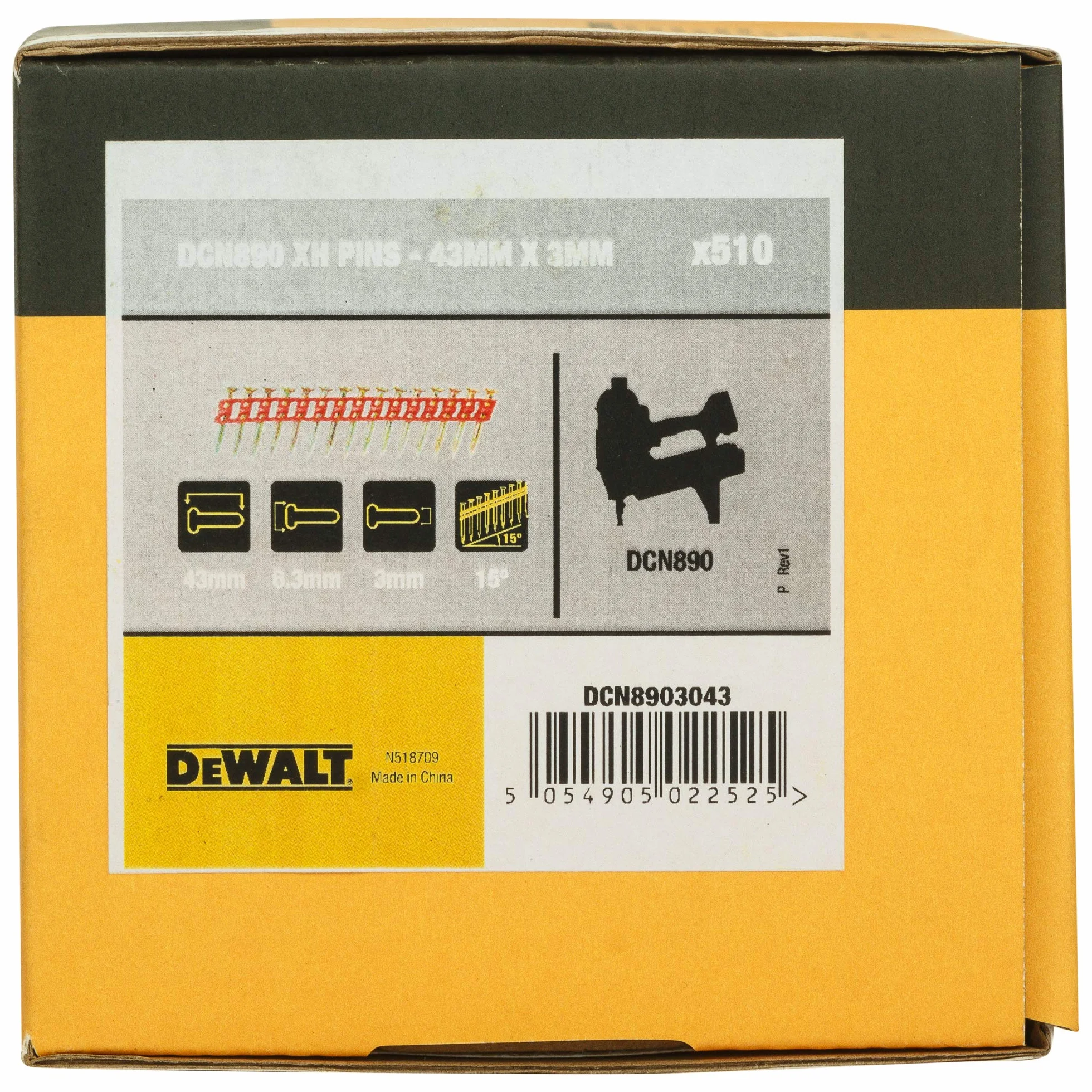 DeWalt DCN8903043 Pointes acier XH pour cloueur DCN890 3x43mm Argent