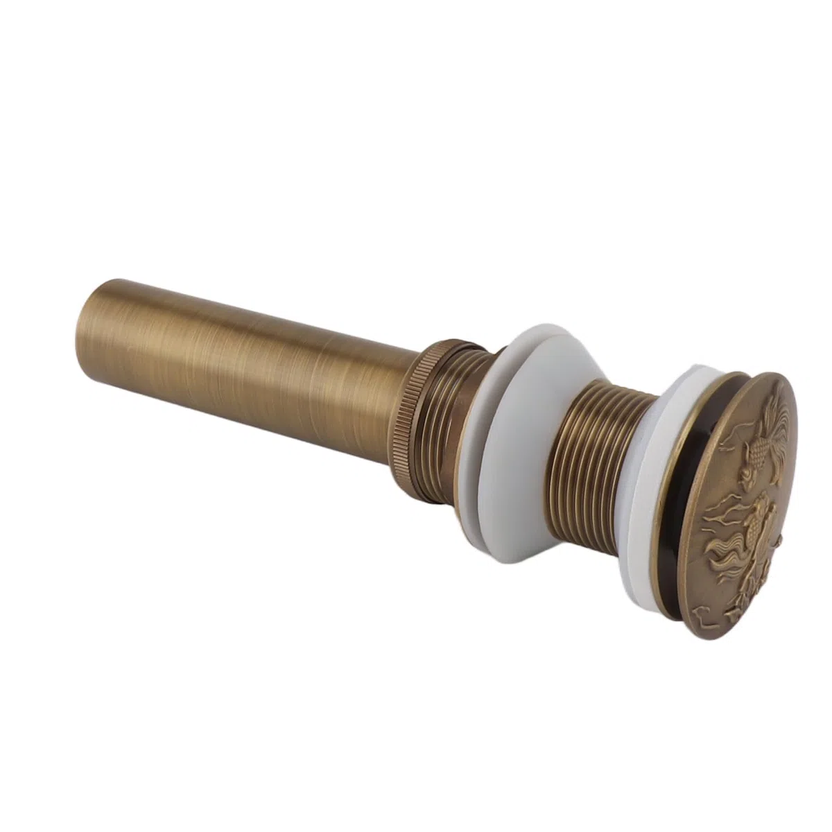 Tous les cuivre pop-up Évier drain Premium antique conception de cuisine de cuisine de salle de bain drain d'évier de salle de bain non fuite de drainage rapide stable dura (Sans trou)