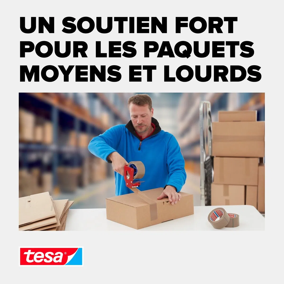 tesapack 4124 Lot de 6 Rubans Adhésifs d'Emballage PVC - Adhésif Premium de Qualité Supérieure pour Emballage de Colis et Cartons - Marron - 6 Rouleaux de 66 m x 50 mm Chacun