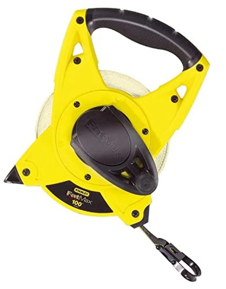 STANLEY 2-34-824 Mètre Ruban En Fibre De Verre 60 M - Gamme FATMAX - - Ruban Large - 4 Fils De Fibre De Verre - Résistant - Lame Enduite - Anticorrosion - Position Du Zéro Réel - Poignée Bi Matière
