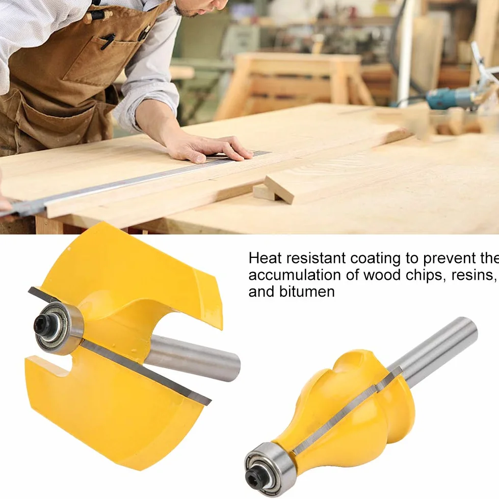 2 Pièces Tige de 8 mm Ensemble d'Embouts de Routeur, Fraises à Main Courante et Bords de Table en Carbure Outils de Coupe-Fraisage pour Le Travail Du Bois pour Professionnels et Débutants