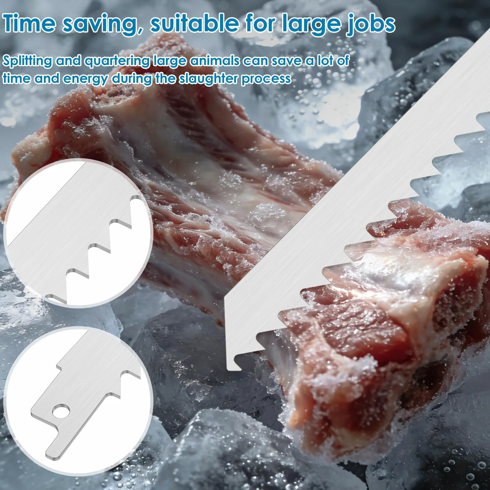 Lot de 5 lames de scie à os, 152 mm, en acier inoxydable, pour os et viande, pour couper le bœuf, la viande congelée, les os