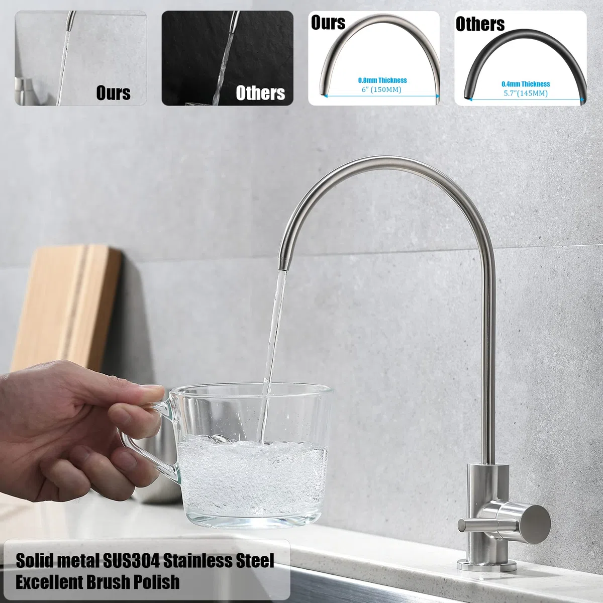Havin RO Robinet de filtre à eau, robinet d'eau potable compatible avec la plupart des systèmes de filtration d'eau, robinet à osmose inverse de cuisine, robinet d'évier de bar, robinet filtrant,