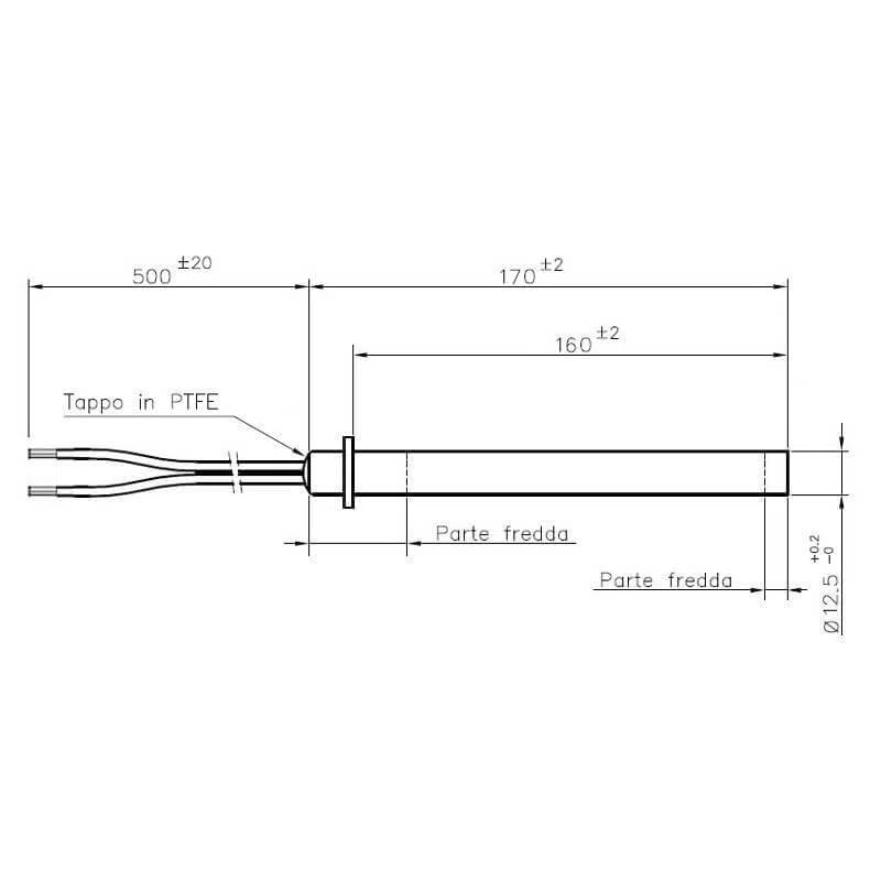 Bougie d'Allumage avec Bride 350W pour Poêles à Pellets, 12,5mm Diamètre, 170mm Longueur, Câble 500mm, HT62706