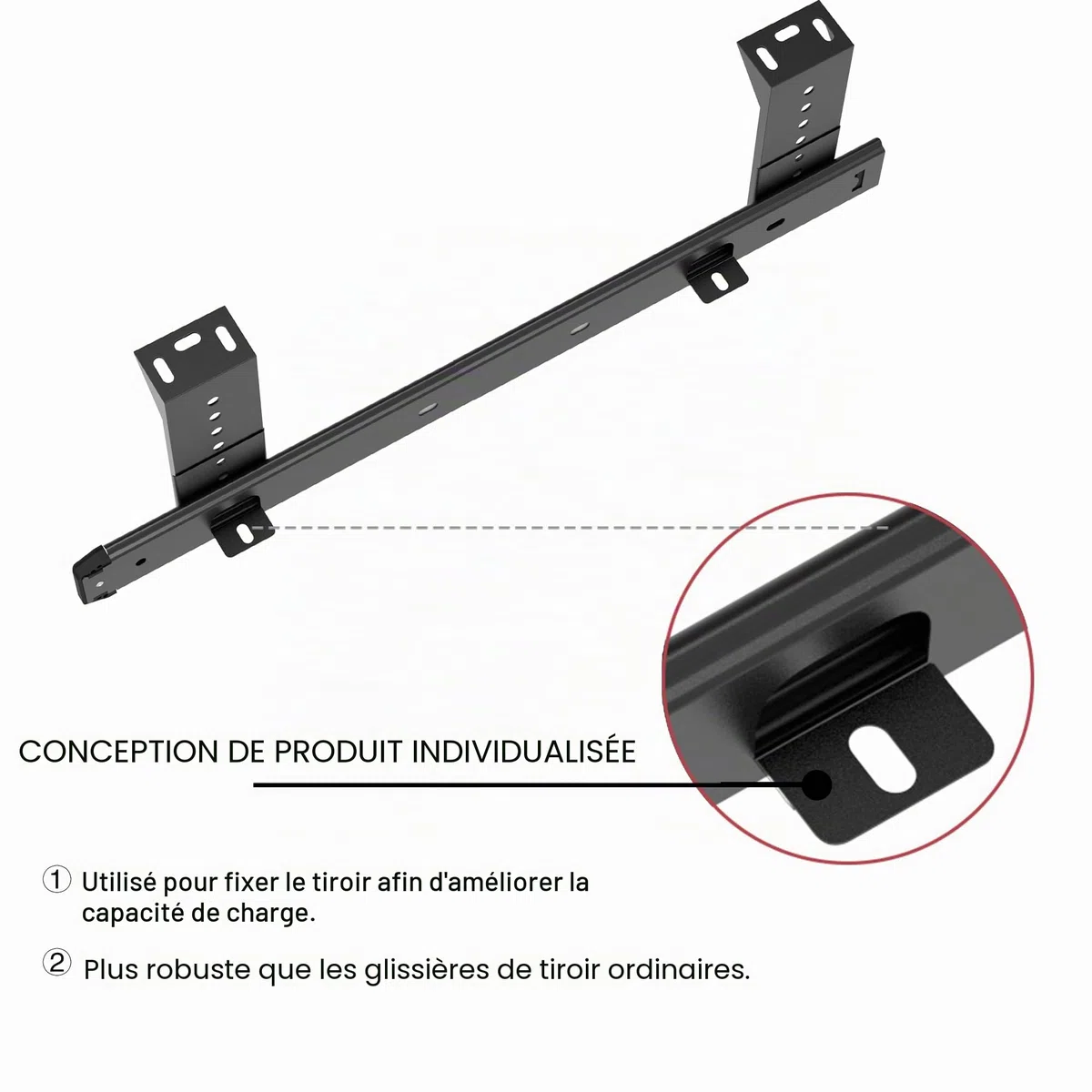 FRMSAET Heavy Duty 305/355/405/455 mm d'épaisseur Construction en acier Clavier Tiroir Coulisses Plateau Armoire Meubles Quincaillerie Rails (455 mm, Noir) | Glissières de montage en métal robuste pour tiroir d'armoire, tiroir à clavier, tiroir à outils a